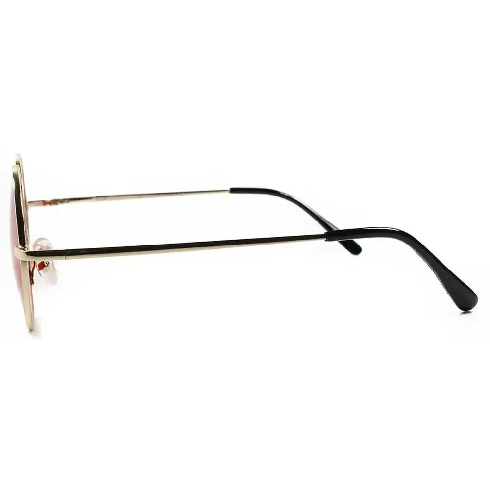 Kiss Red Lens Round Sunglasses Gold Wire Frame 70s Lennon Retro